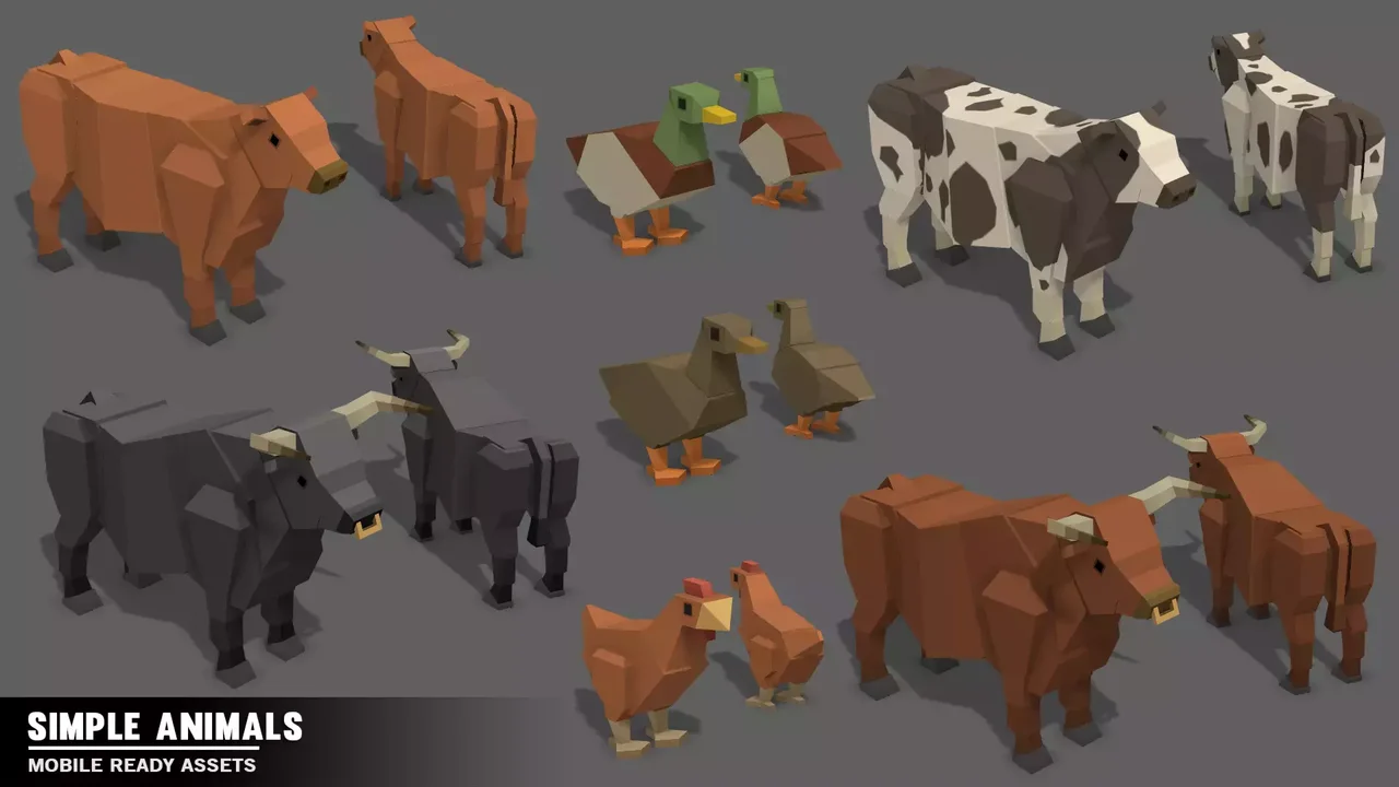 Simple Farm Animals - Cartoon Assets