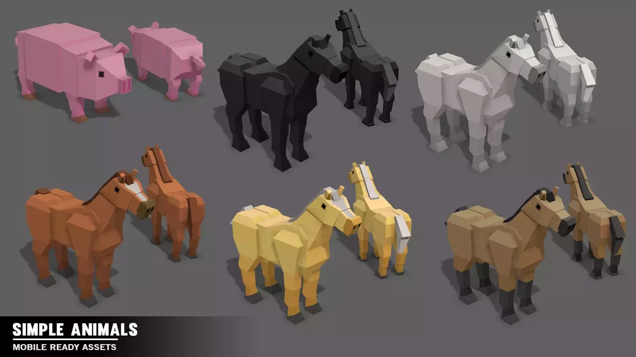 Simple Farm Animals - Cartoon Assets