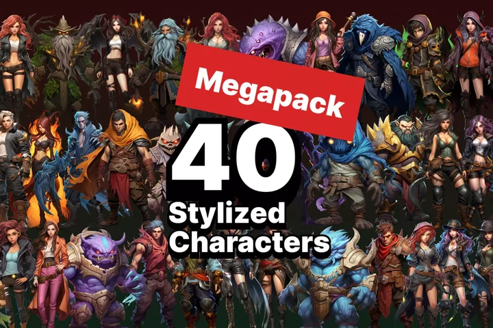 40 unique fantasy cartoon stylized male and female characters drawn style vol.4