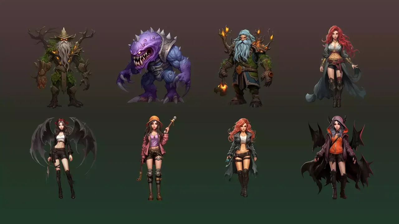 40 unique fantasy cartoon stylized male and female characters drawn style vol.4