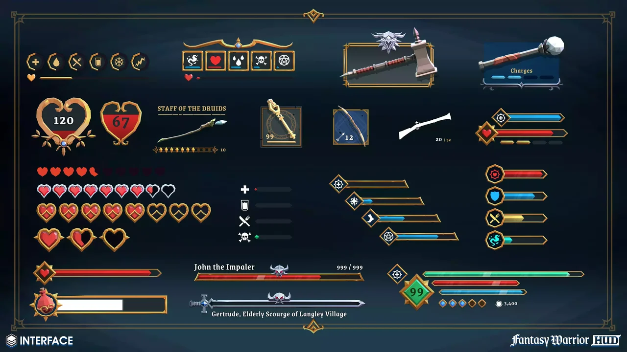 Fantasy Warrior HUD - Synty INTERFACE - GUI