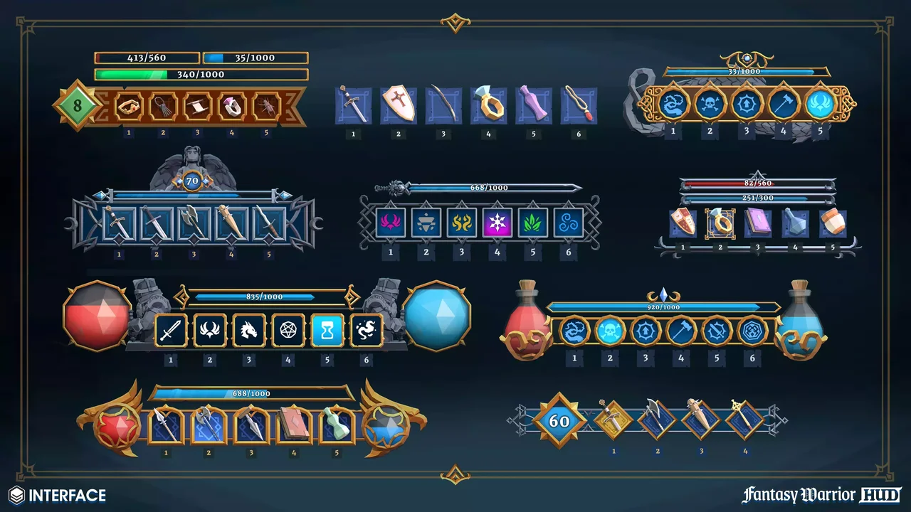 Fantasy Warrior HUD - Synty INTERFACE - GUI