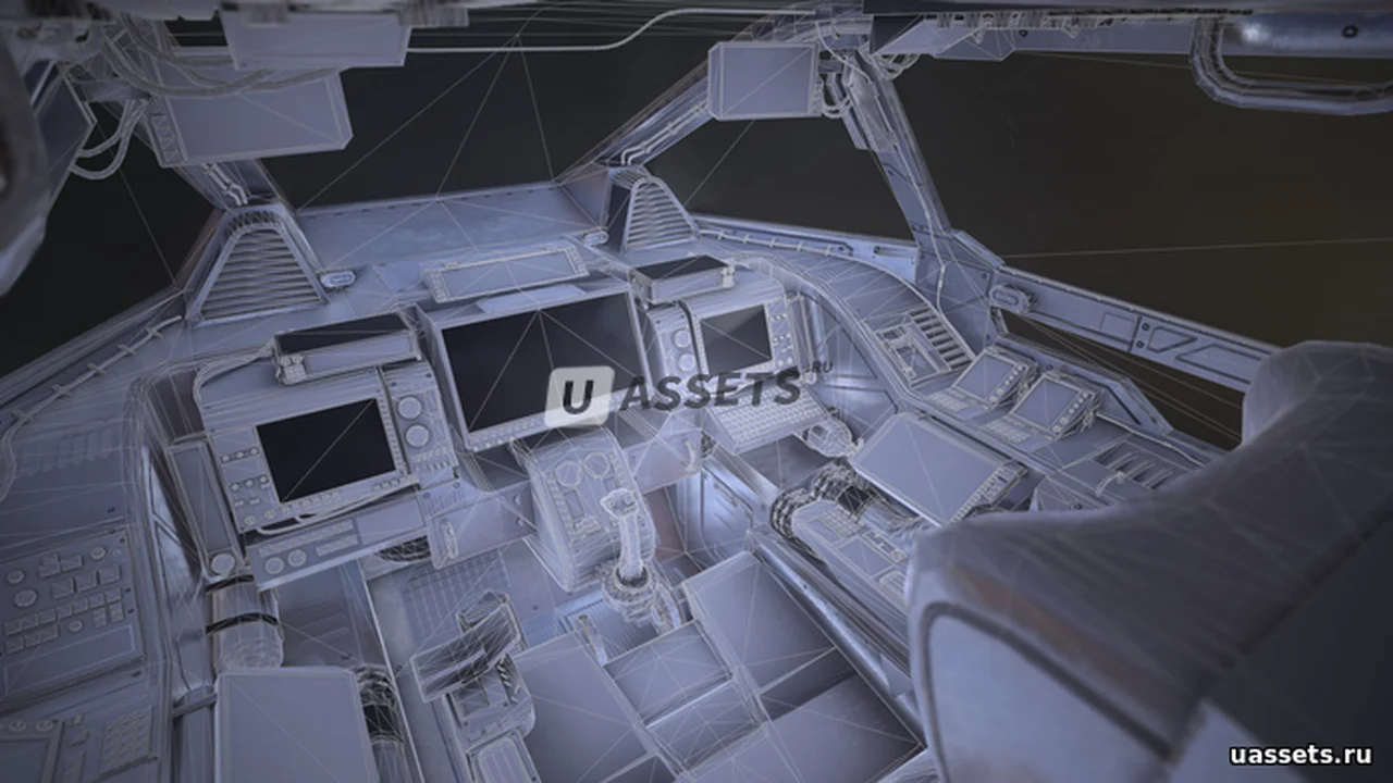 Sci Fi Cockpit Heavy Fighter Low-poly 3D model