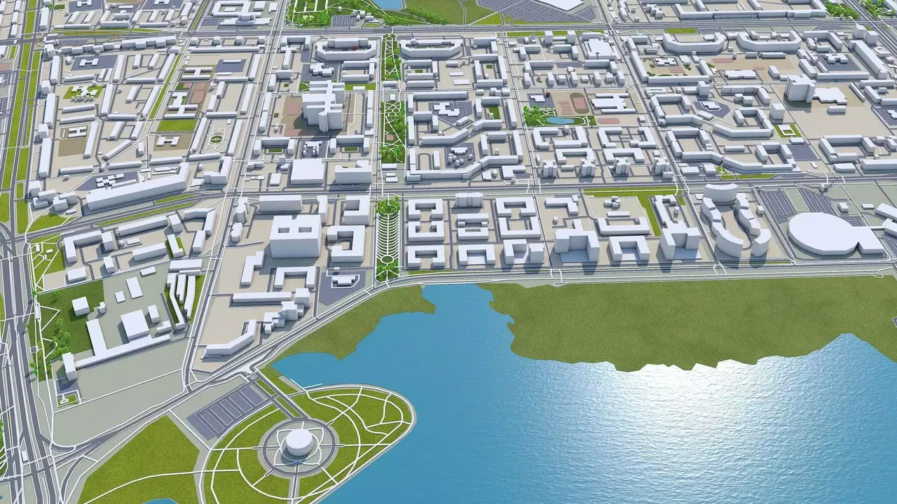Город Казань 3д модель 70кмм | Kazan city Russia 3d model 70km