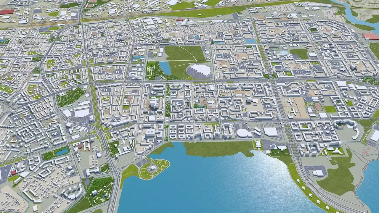 Город Казань 3д модель 70кмм | Kazan city Russia 3d model 70km