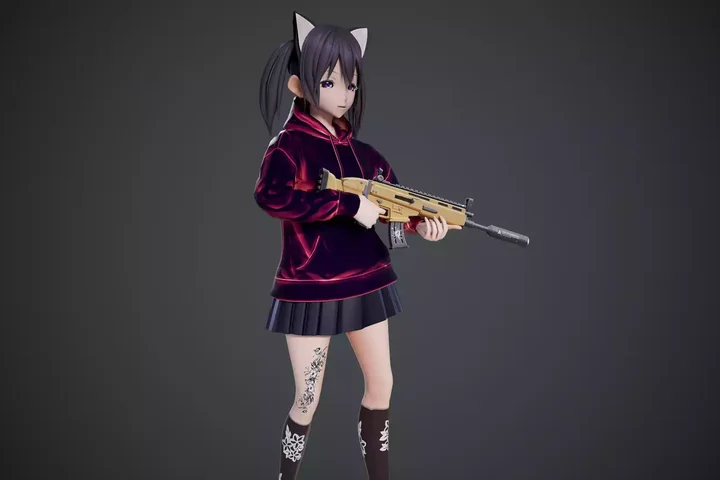 3D Kitty Stylized Toon 3d character
